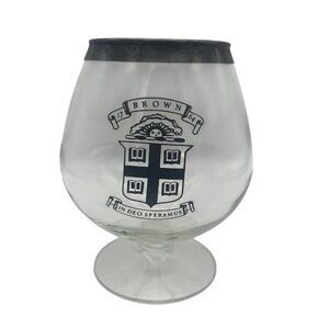 Brown University Brandy Snifter Glass, Black Rim Crest Seal, Vintage Ivy League